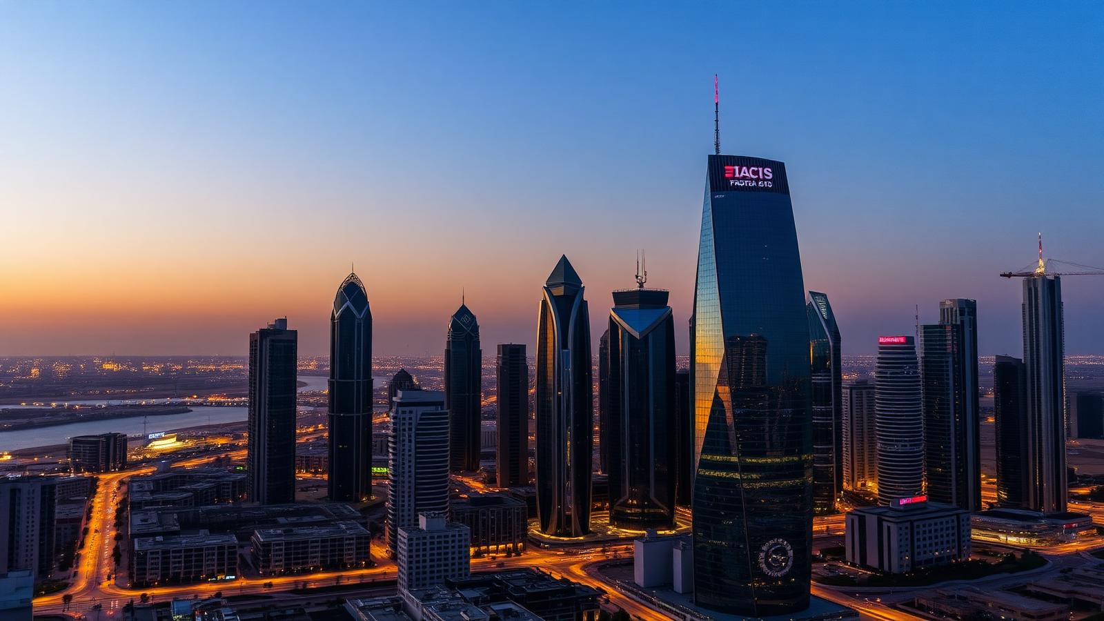 Sharjah skyline at dusk